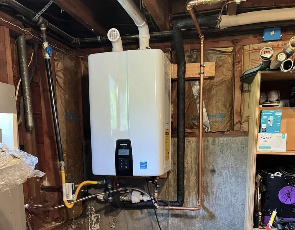 tankless water heater installed