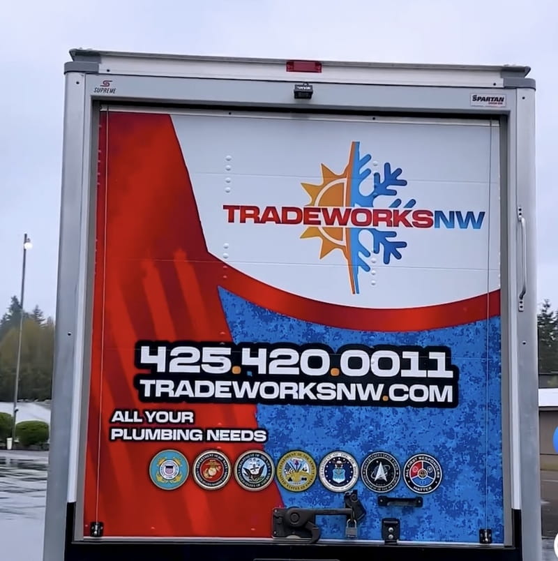 TradeWorksNW Plumbing Truck Back